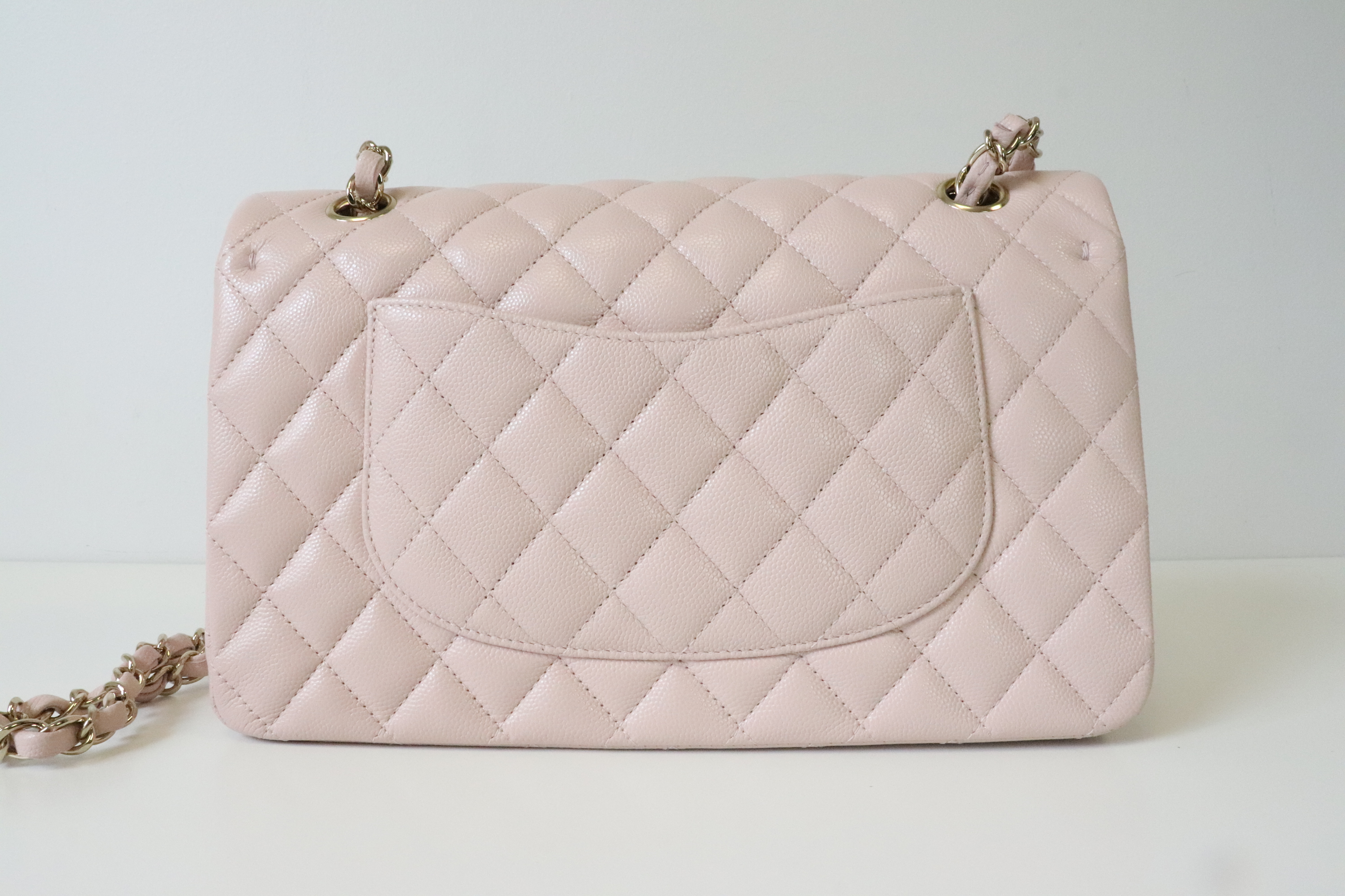Chanel Classic Medium Double Flap 21C Rose Claire Caviar Leather