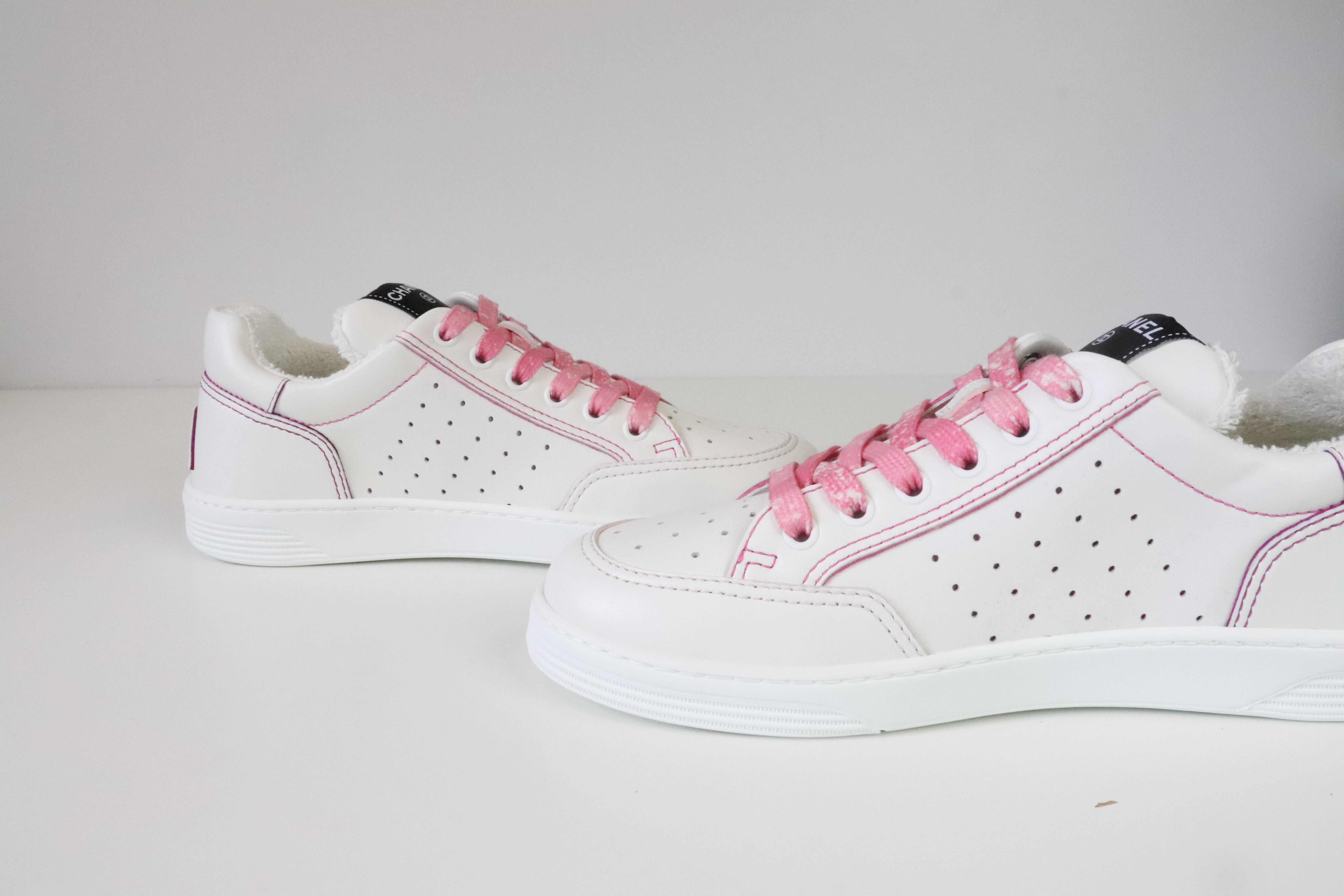 Chanel Shoes Sneakers White and Pink, New in Box - Julia Rose Boston