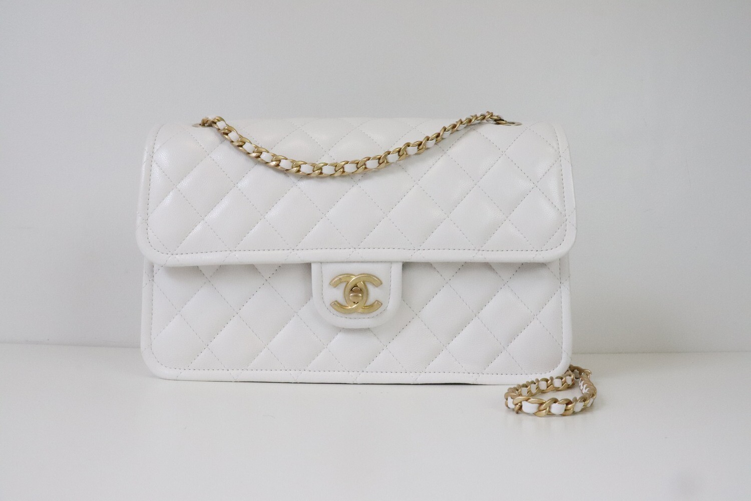 Chanel Seasonal Jumbo Sweet White Caviar, New in Dustbag