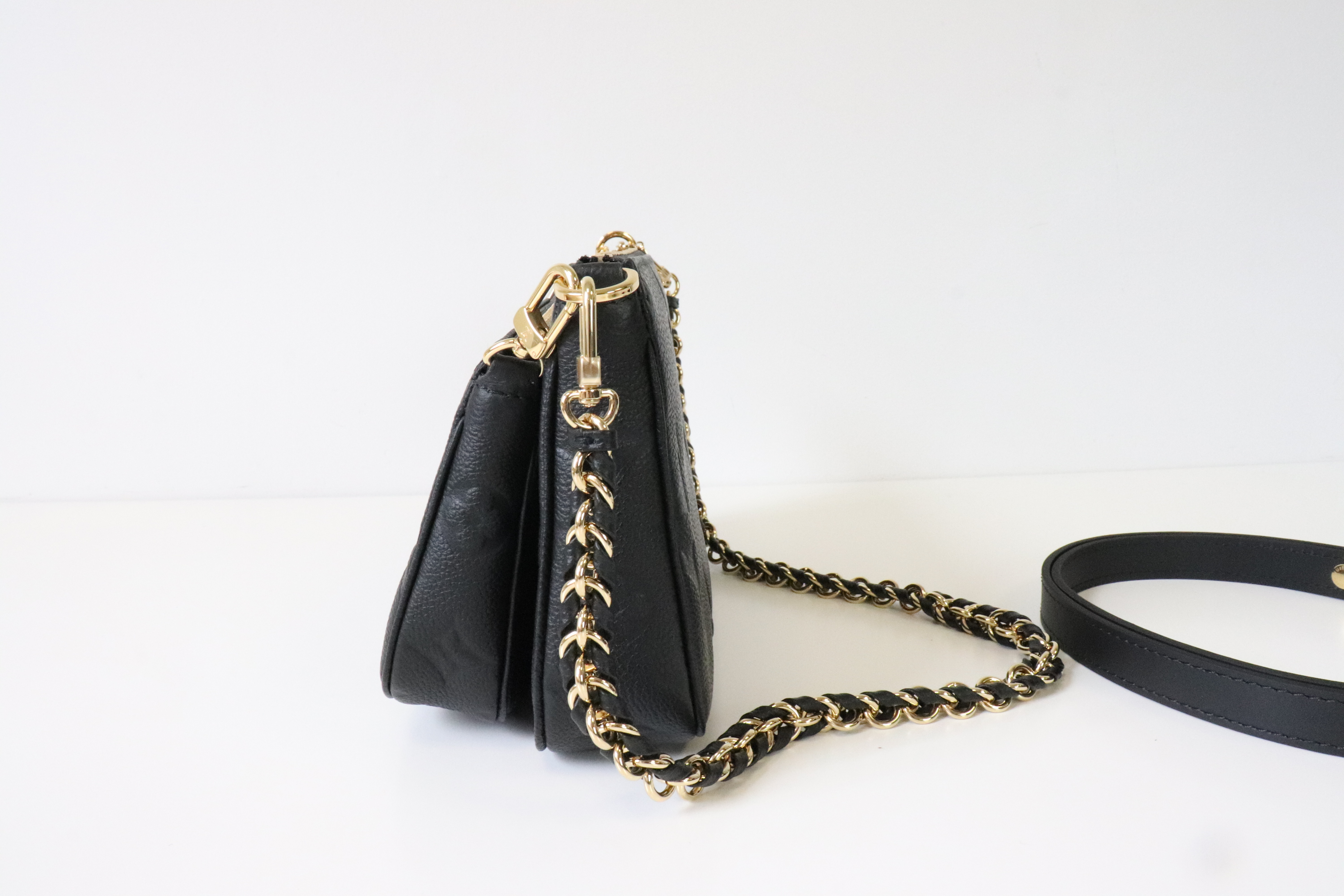 Louis Vuitton Black Monogram Empreinte Félicie Pochette Gold Hardware, 2021 (Like New), Womens Handbag