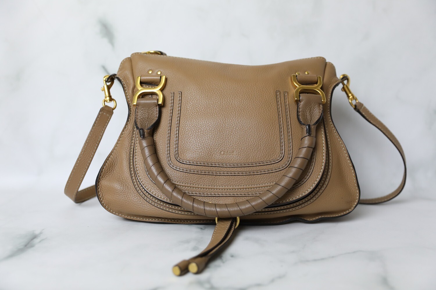 Chloe Marcie Medium, Tan, Preowned in Dustbag WA001