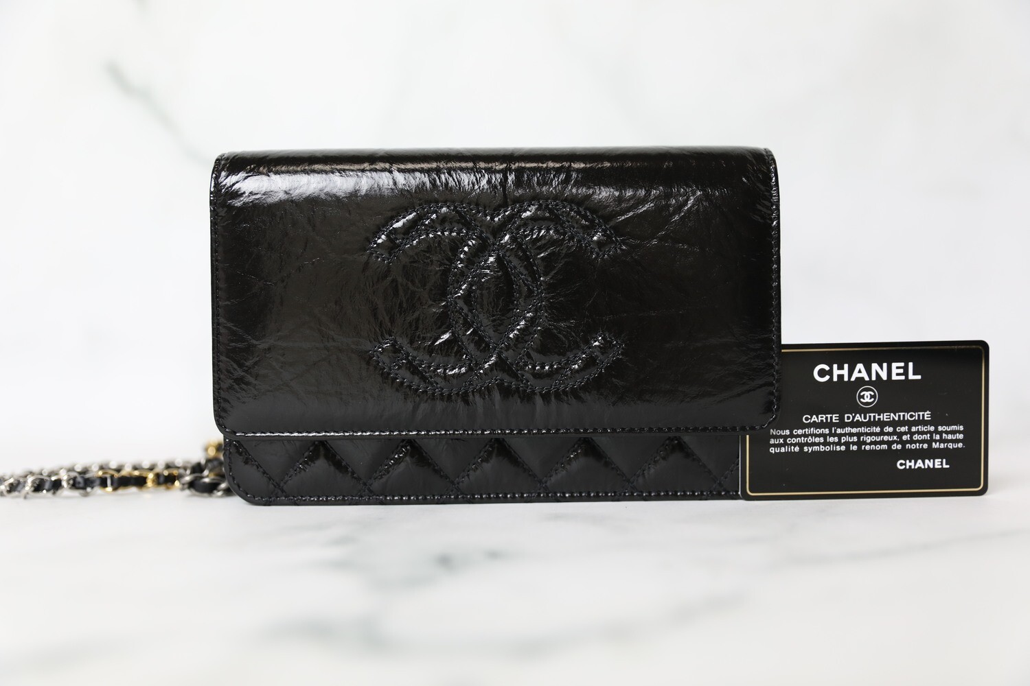 Chanel Wallet on Chain, Black Patent with Mixed Tone Hardware, New in Box WA001