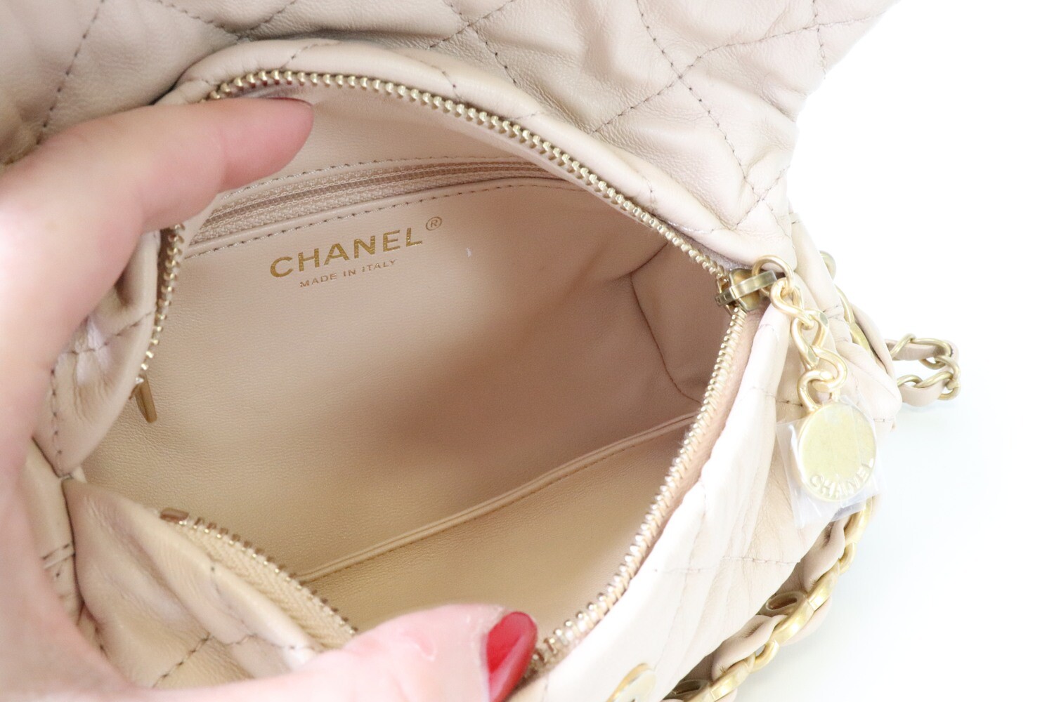 Chanel CC Link Hobo, Beige, New in Box