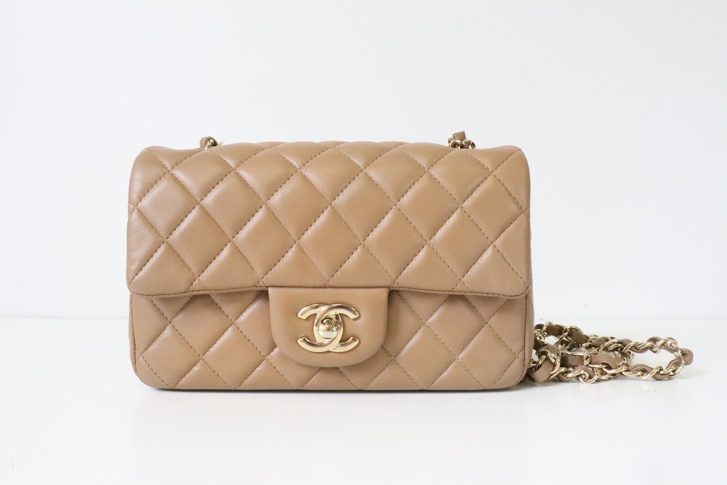 Chanel Mini 13B Dark Beige, Preowned in Box MA001