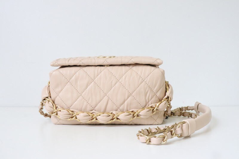 CHANEL CC Logo Matelasse Chain Shoulder Bag Leather White