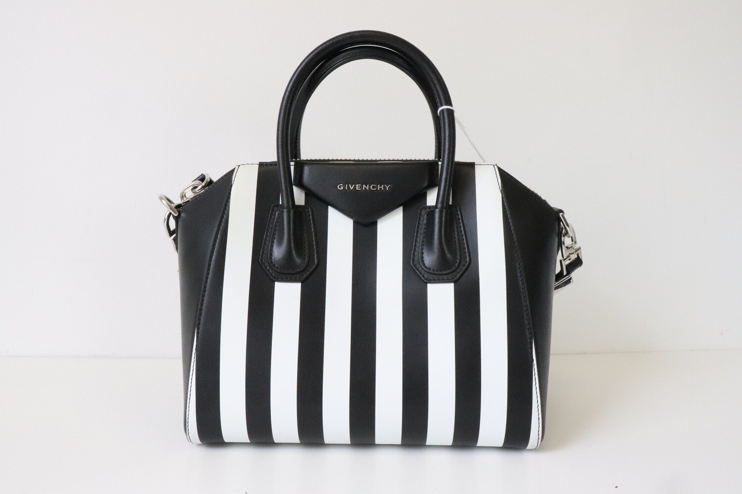 Givenchy Antigona Small Stripe Black and White, Preowned in Dustbag