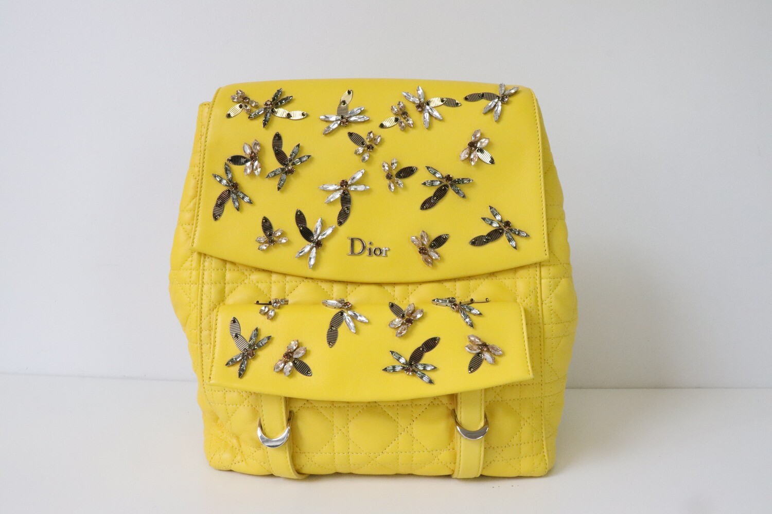 Dior Stardust Backpack Yellow with Dragonfly Crystal, Preowned in Dustbag
