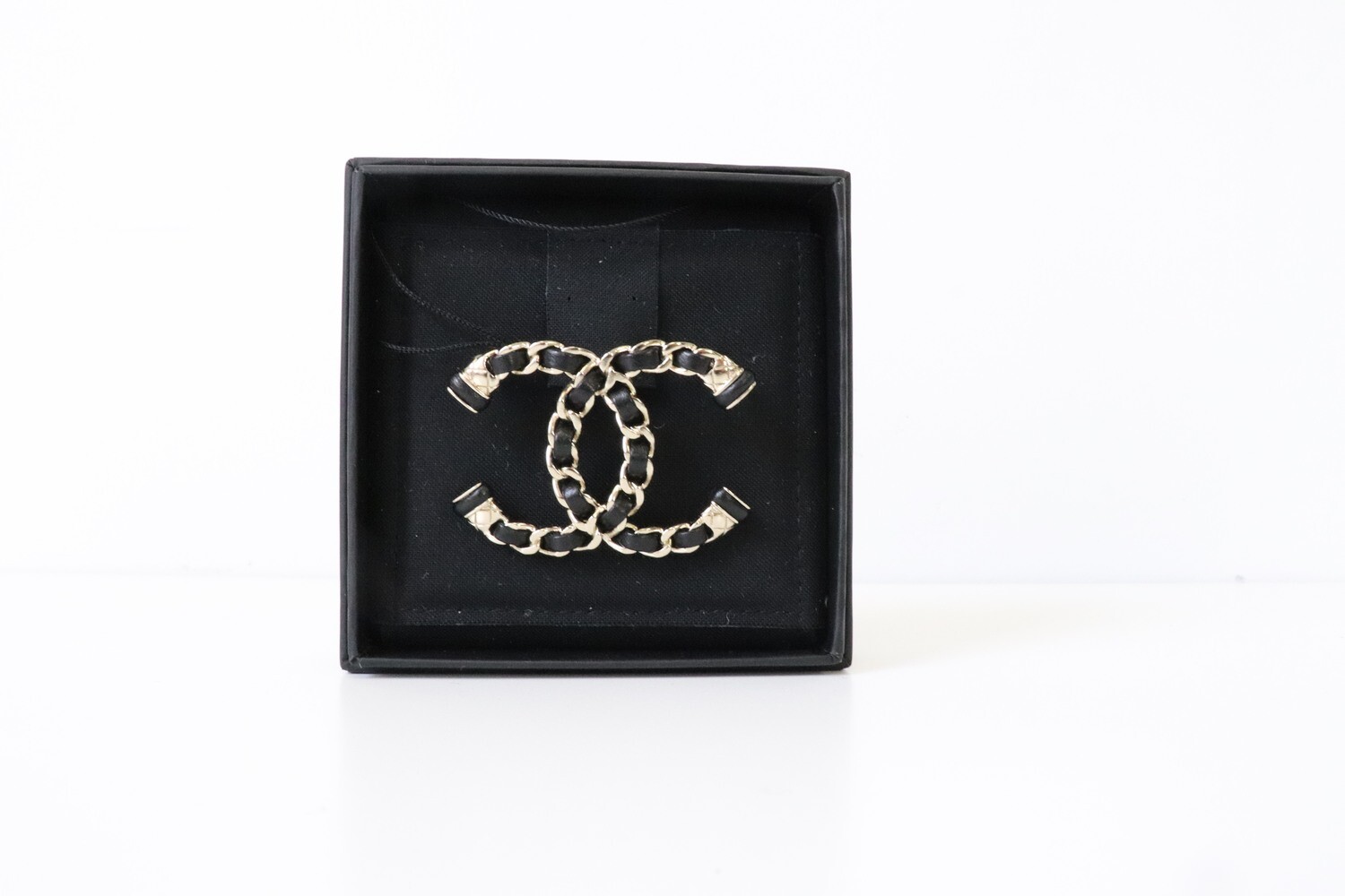 Chanel Brooch Black with Antique Gold, New in Box
