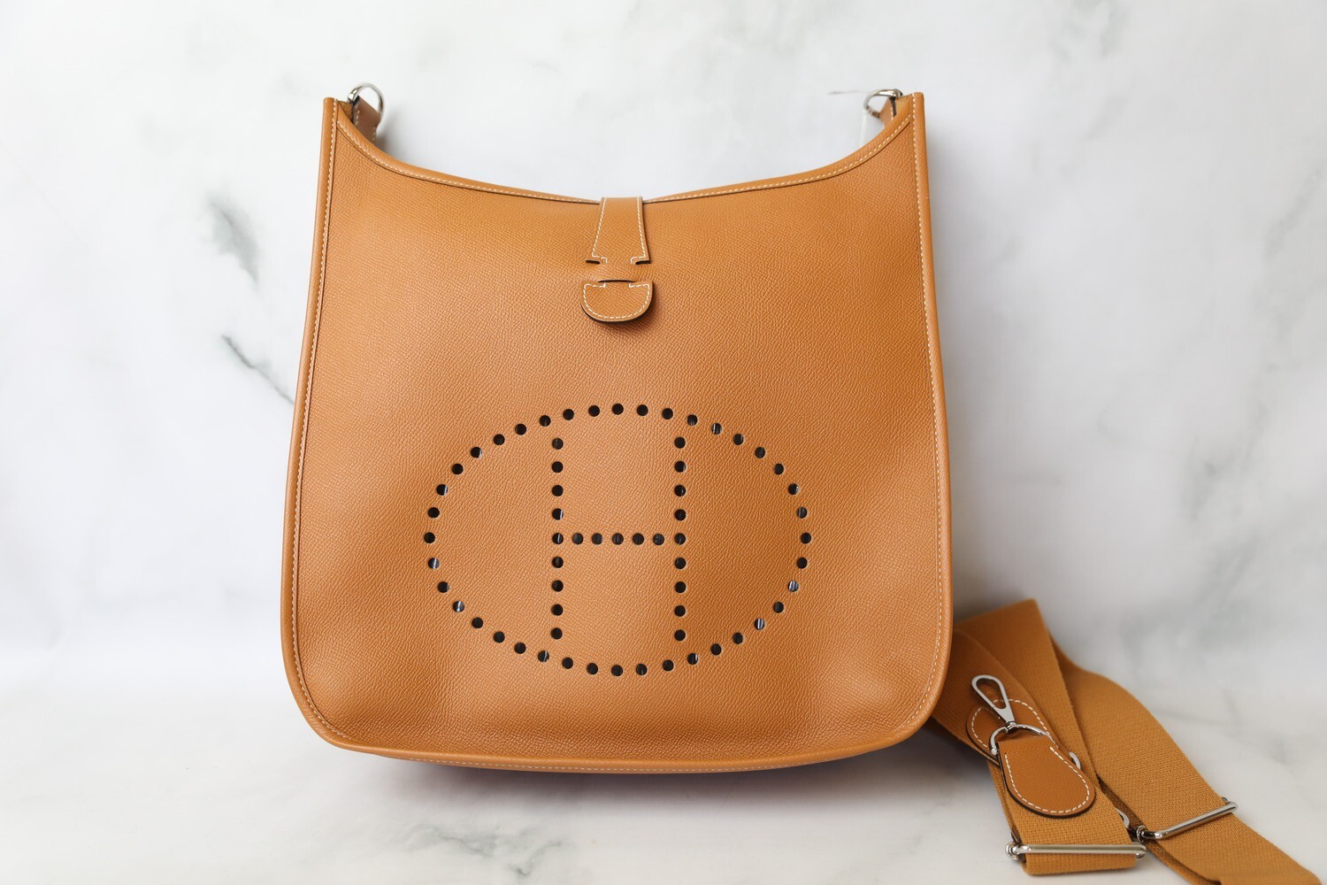 Hermes Evelyne GM, Gold with Palladium Hardware, Preowned in Box WA001