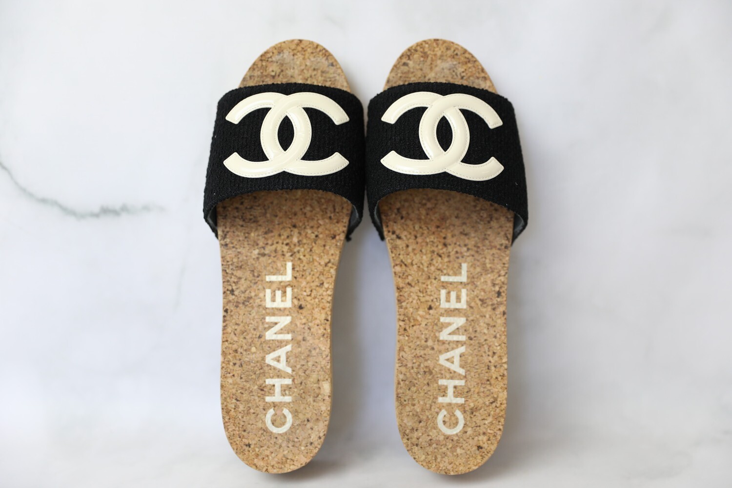 Chanel Slide Sandals, Black with Cork, Size 39, Preowned in Box WA001 -  Julia Rose Boston | Shop