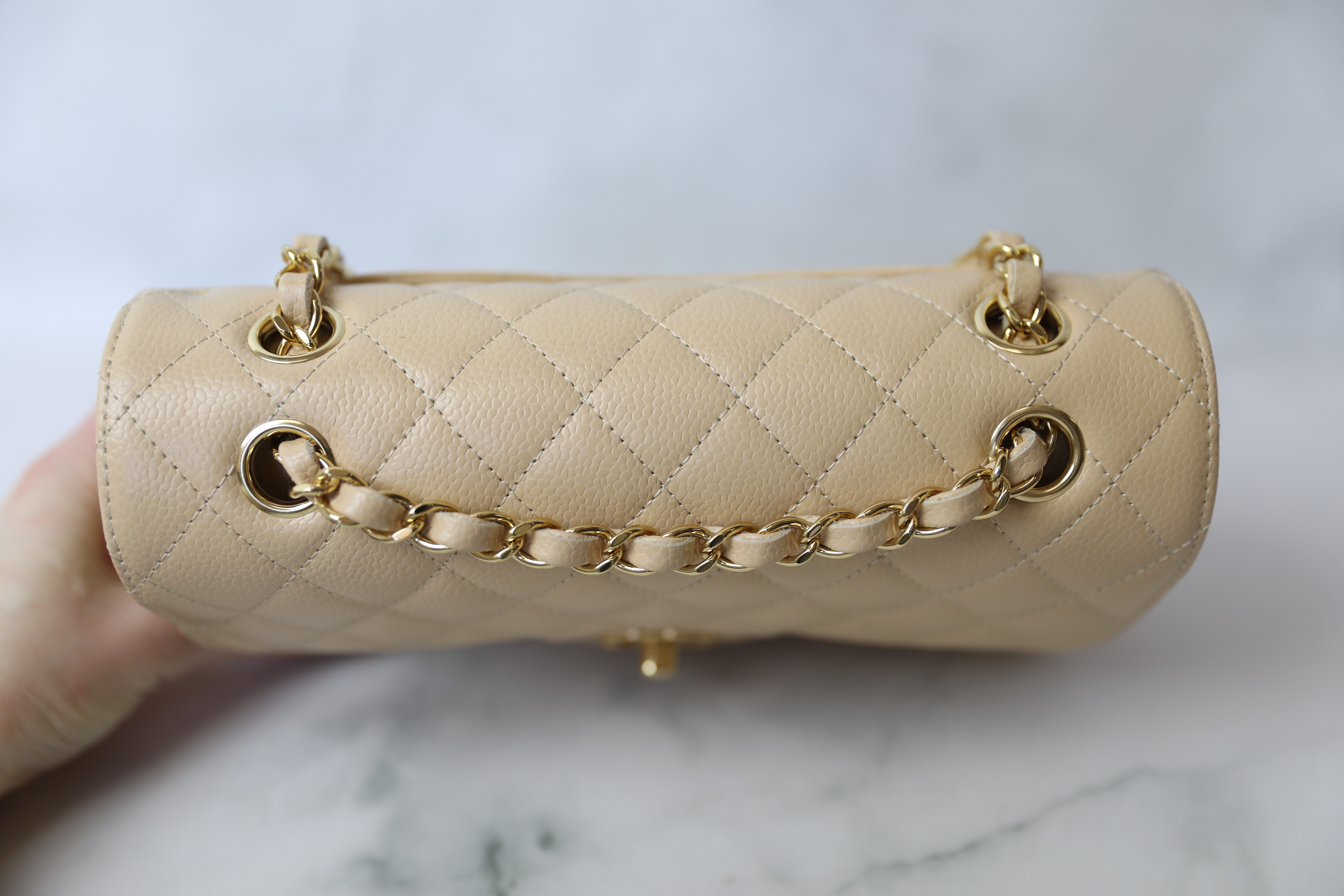 Chanel Classic Small, Beige Clair Caviar with Gold Hardware, New