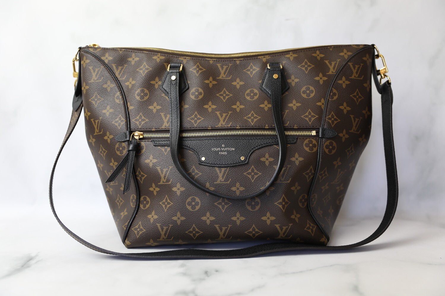Louis Vuitton Tournelle MM, Monogram and Black, Preowned in Dustbag WA001
