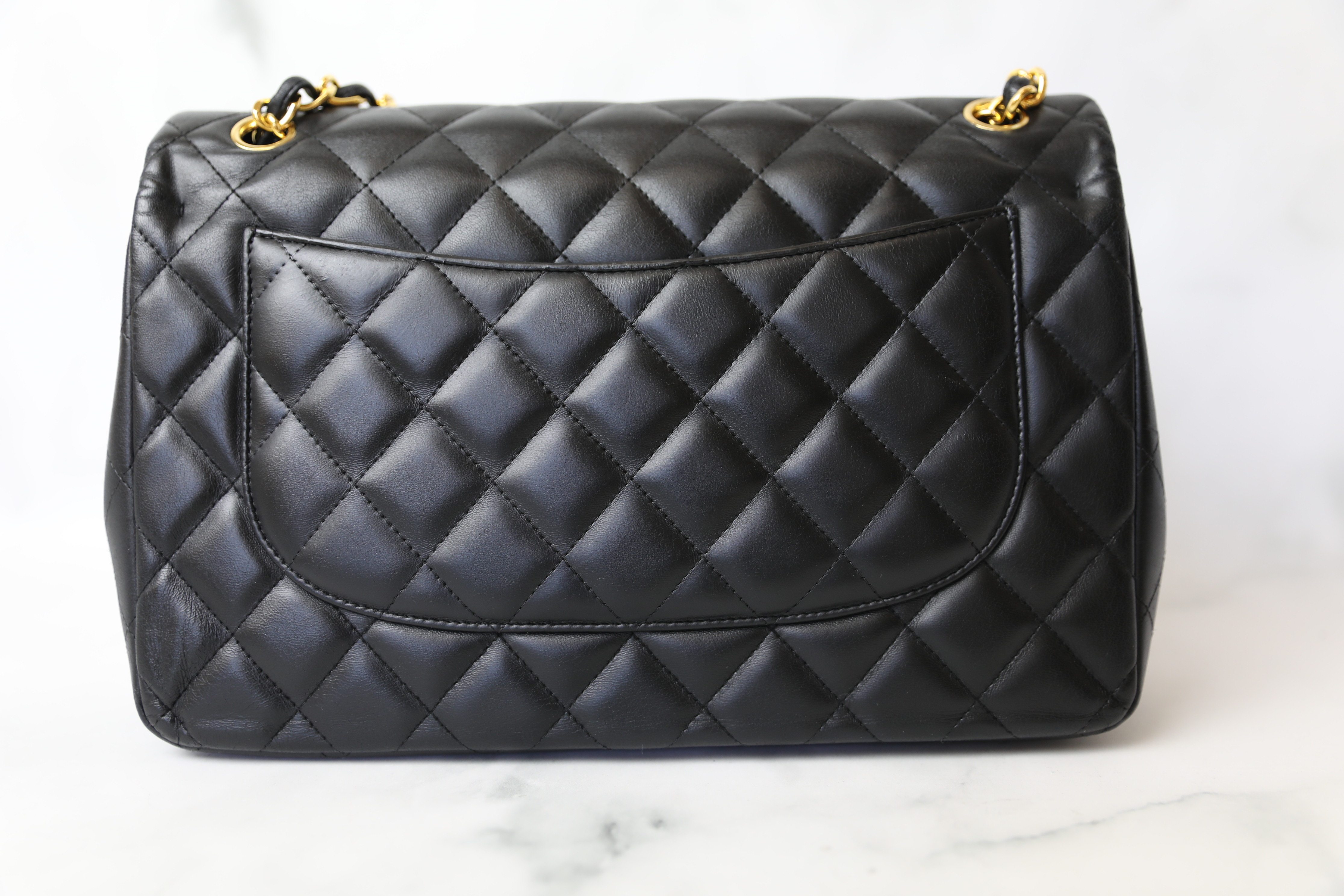 Chanel Classic Jumbo, Black Lambskin with Gold Hardware, Preowned