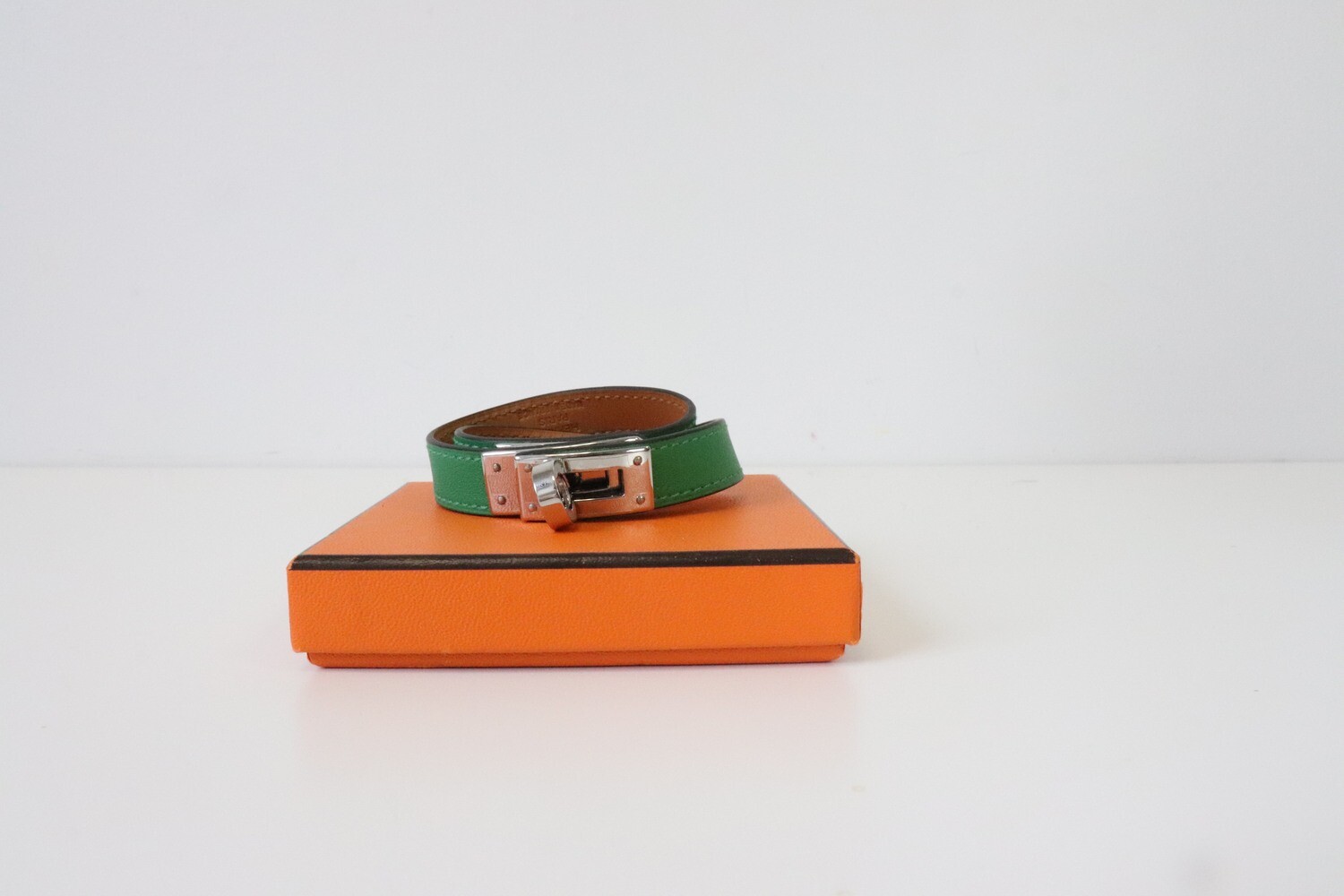 Hermes Bracelet Green with Palladium Hardware, Preowned in Box