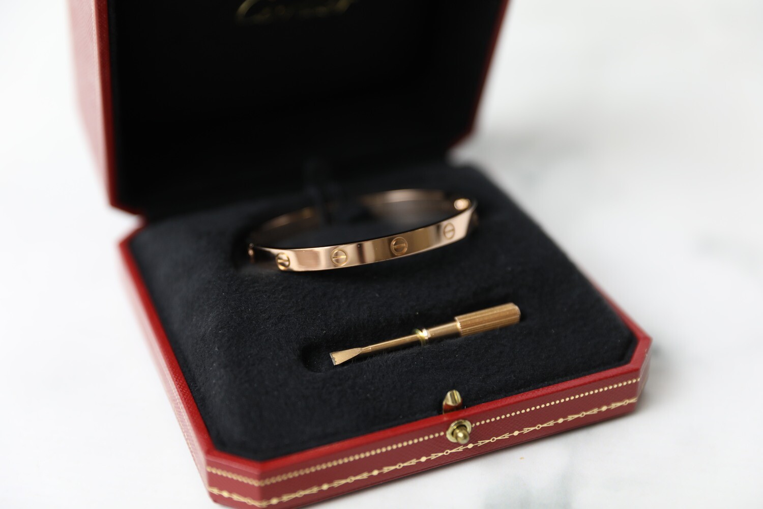 Cartier Love Bracelet Rose Gold Size 18 Preowned In Box Wa001