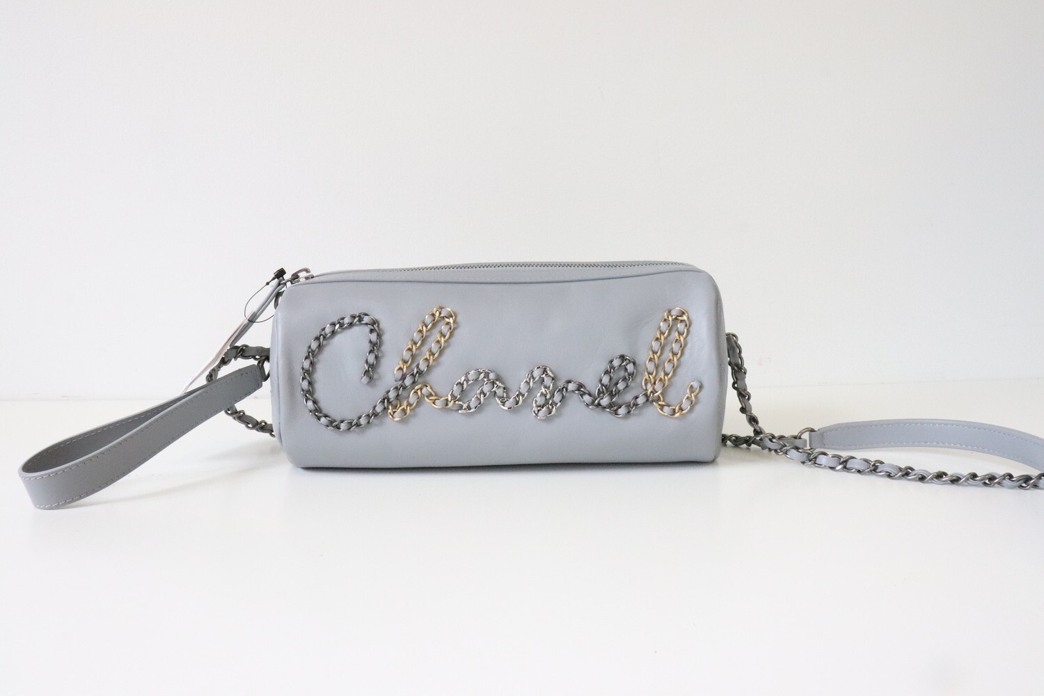 Chanel Seasonal 20S Grey Scripted Bowling Bag, As New in Dustbag - Julia  Rose Boston