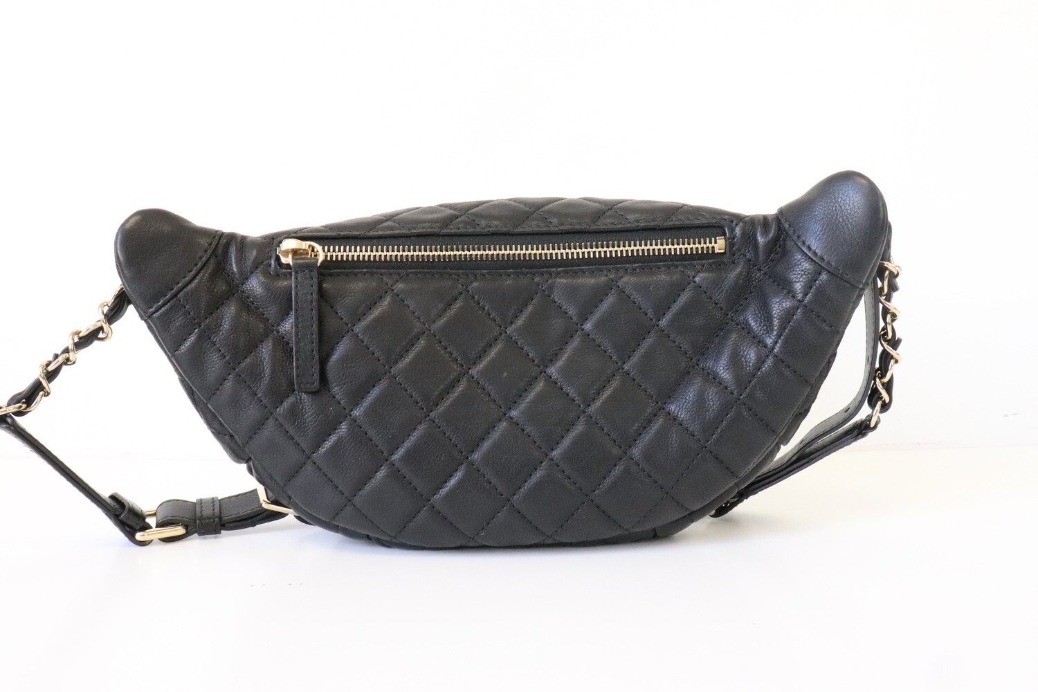 Chanel Waist Bag Black Calfskin Leather, Light Gold Hardware, Preowned in Dustbag