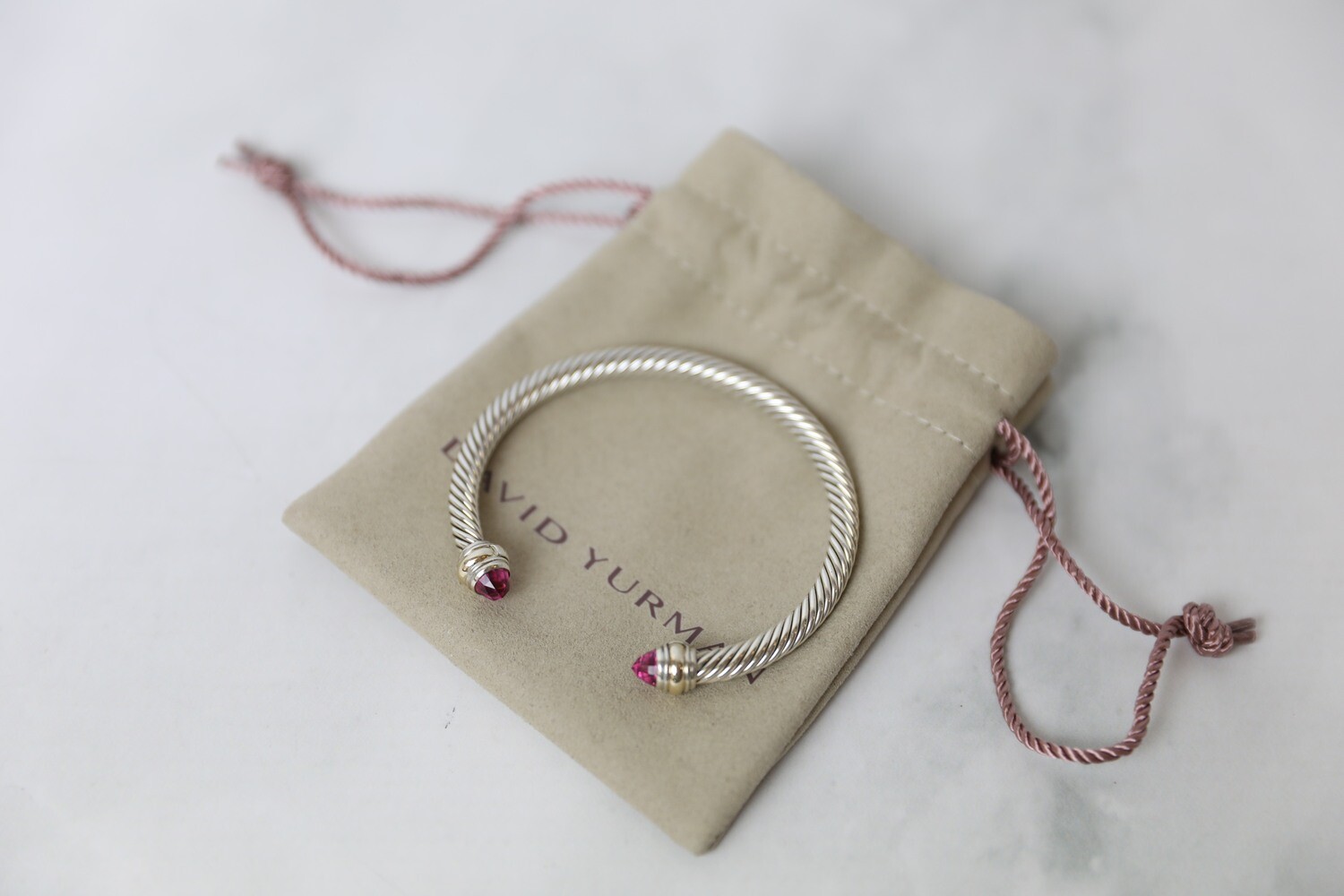 David Yurman Bracelet with Pink Stone, Preowned in Dustbag WA001