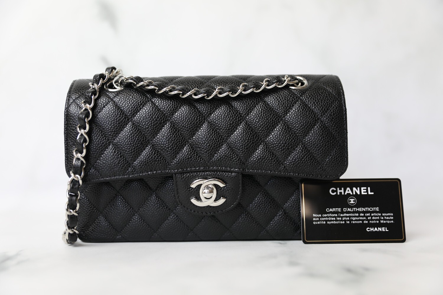 Chanel Mini Square, White Caviar Leather, Silver Hardware, Preowned in  Dustbag - Julia Rose Boston