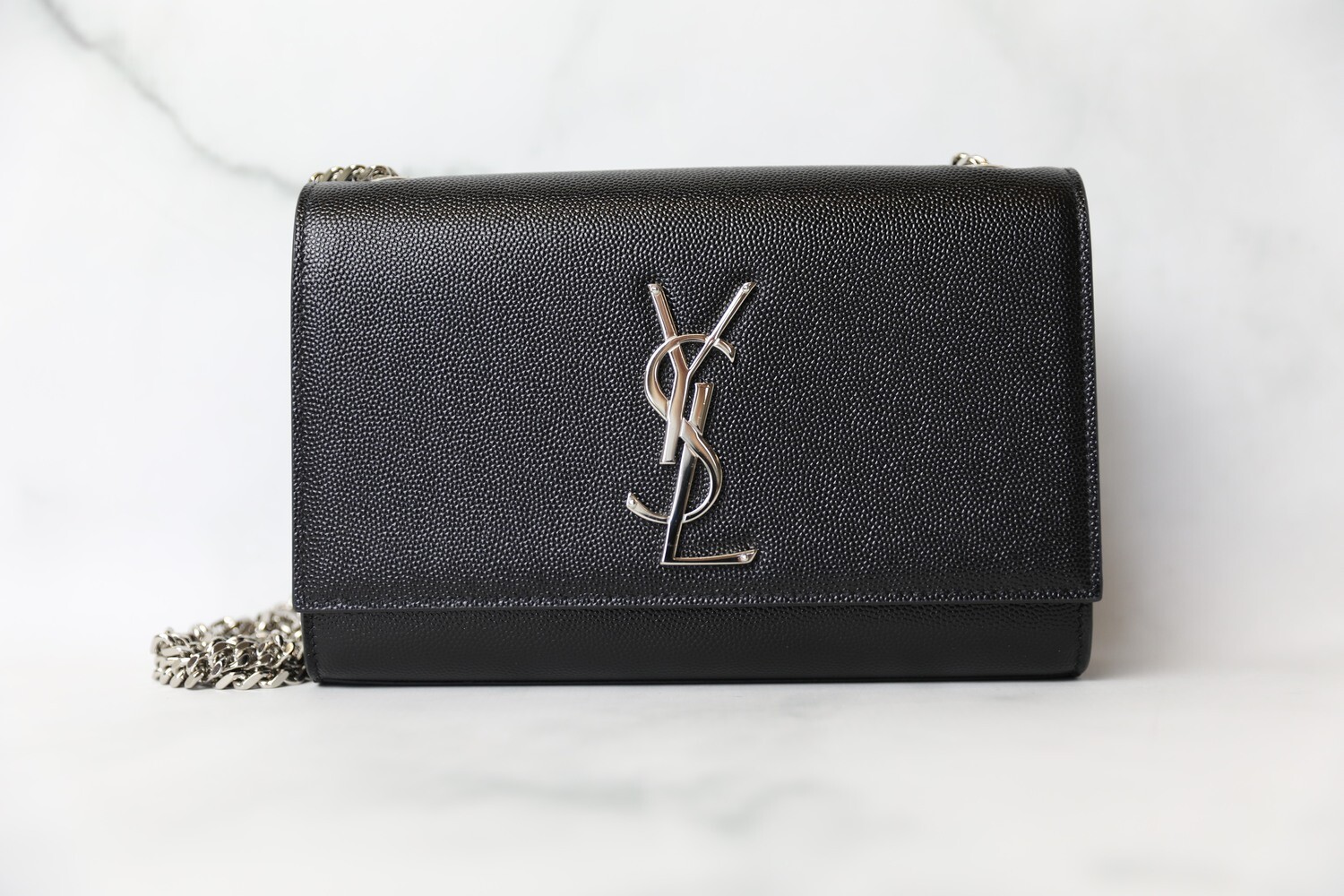 Saint Laurent Kate Small, Black with Silver Hardware, Preowned in Box WA001