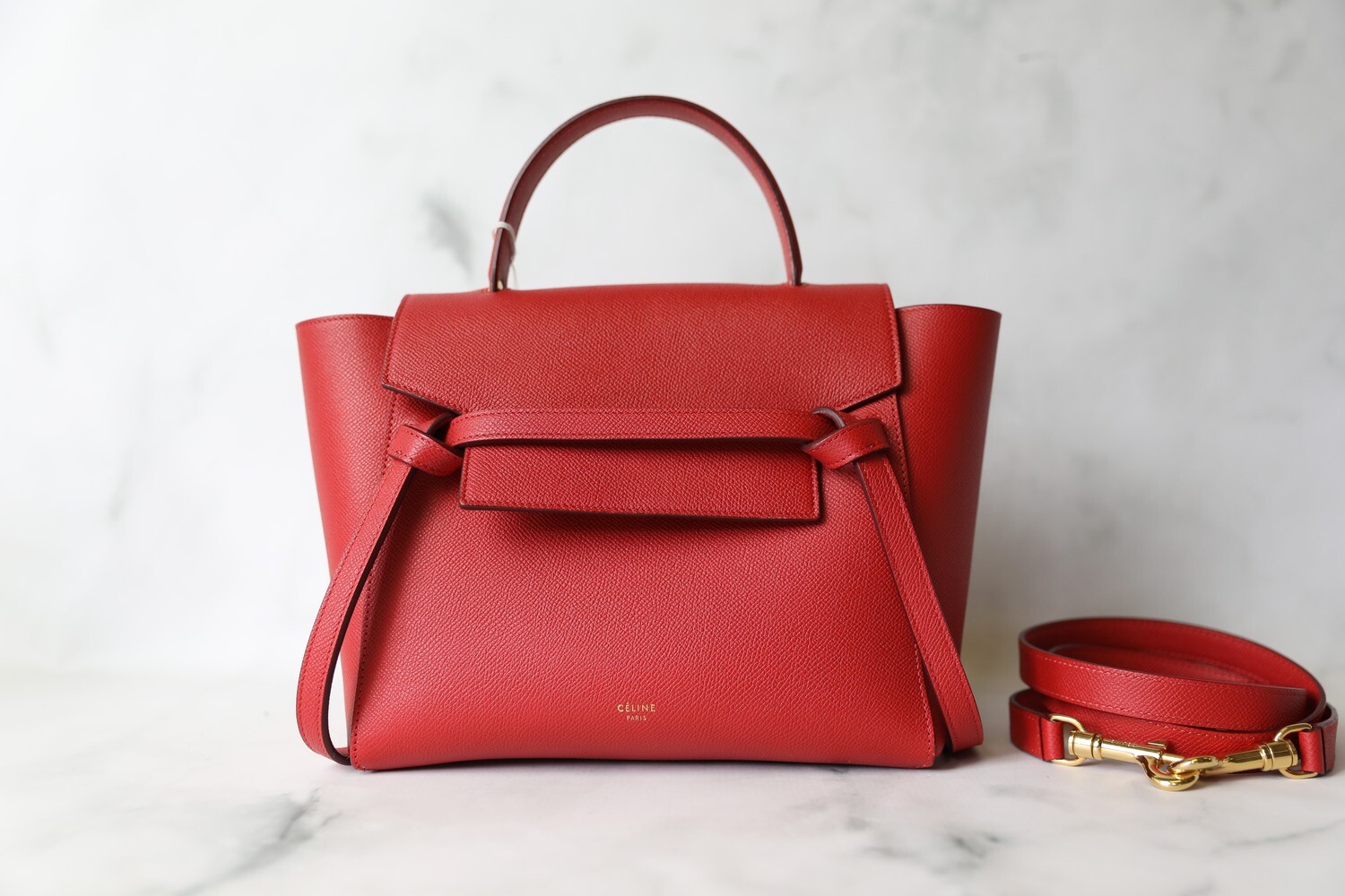 Celine Belt Bag Micro, Red, Preowned in Dustbag WA001