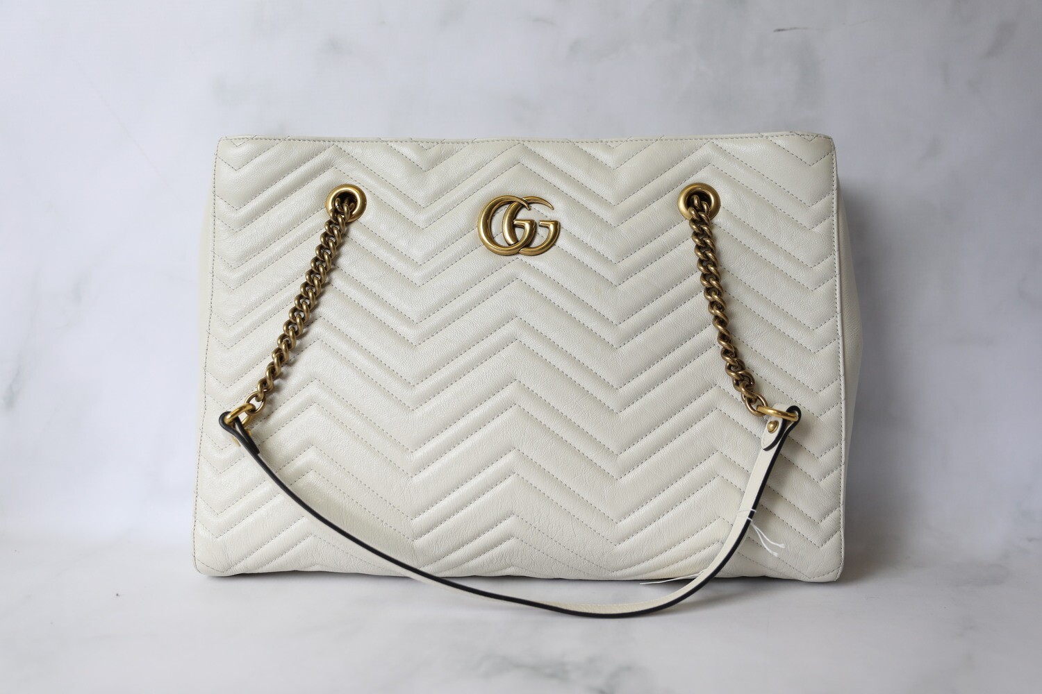 Gucci Marmont Tote, White, Preowned in Dustbag WA001