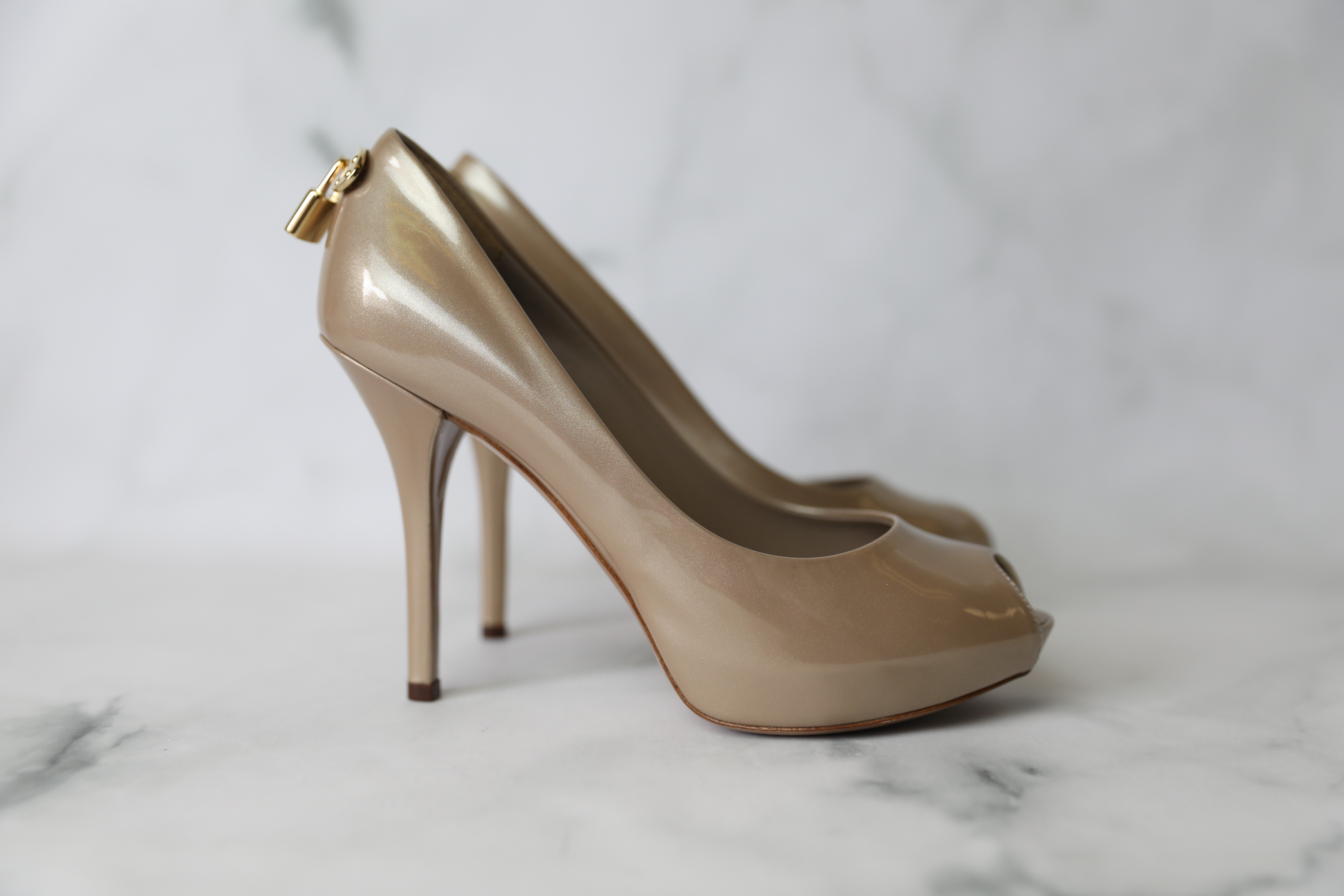 Louis Vuitton Oh Really Nude Patent Open Toe Pump Sz 37.5 – Changes Luxury  Consignment