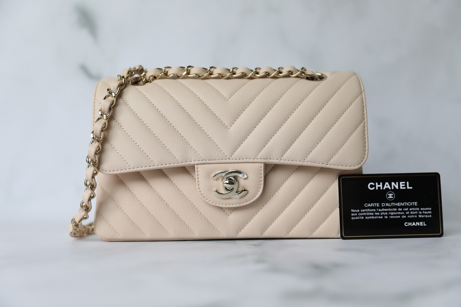 Chanel Fashion Therapy Small Flap Bag, Beige Caviar Leather, Brushed Gold  Hardware, New in Box - Julia Rose Boston