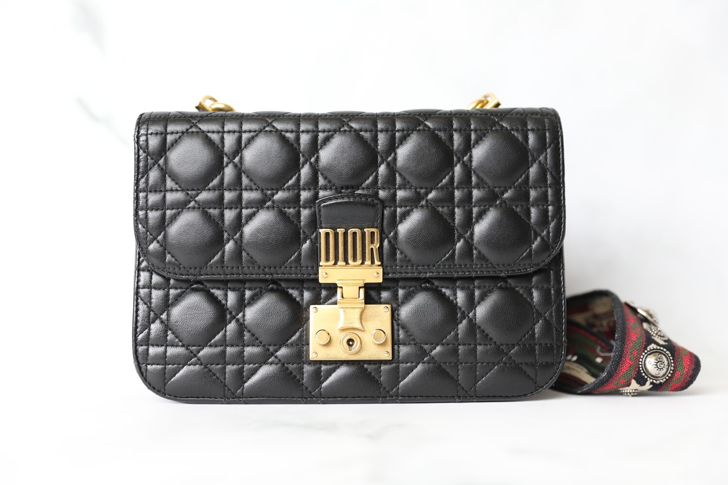 Dior Addict Cannage, Black, Preowned in Dustbag WA001