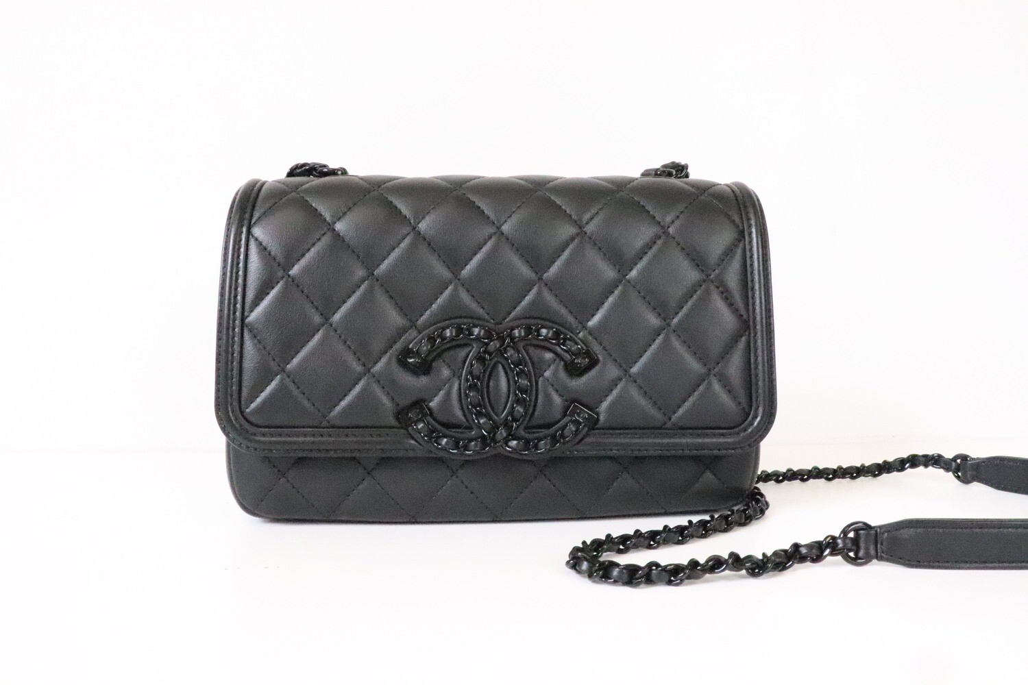 Chanel So Black Quilted CC Small Filigree Flap Crossbody Bag