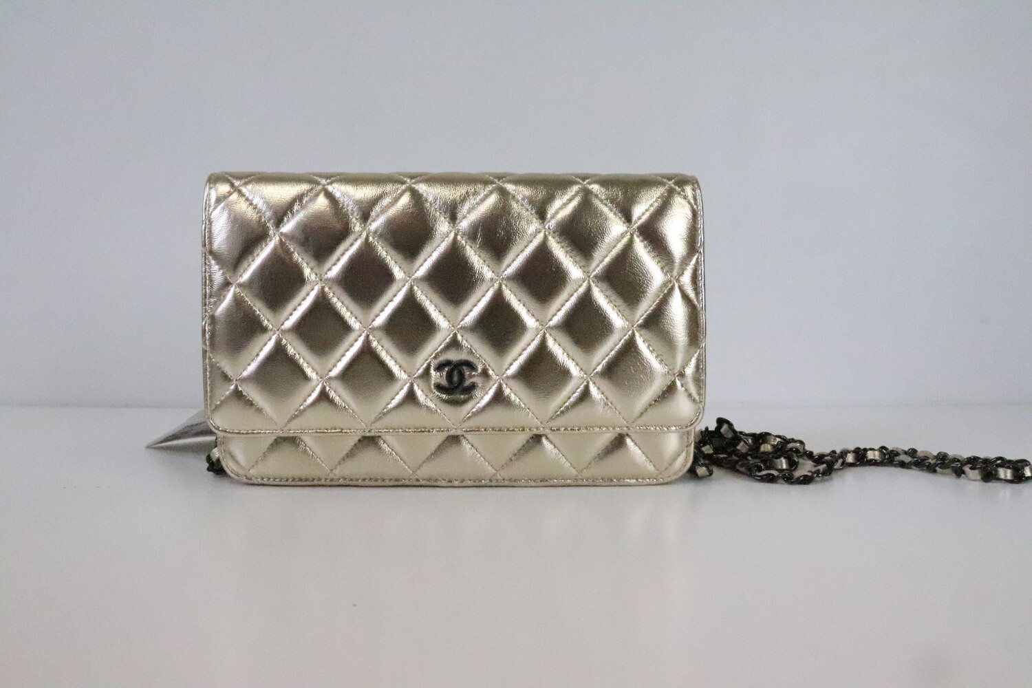 Chanel Wallet on Chain, Gold Leather, So Black Hardware, New in Box