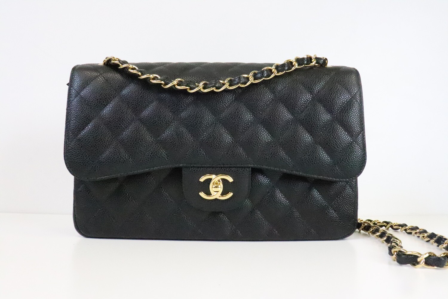 Chanel Classic Jumbo Double Flap, Black Caviar Leather, Gold Hardware, New in Box