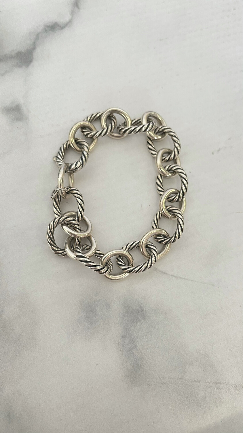 David Yurman Link Bracelet, 925 Silver, Preowned in Dustbag WA001