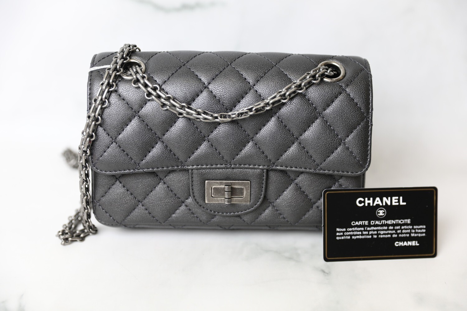 Chanel Reissue Mini, 19K Charcoal Black Calfskin with Ruthenium Hardware,  New in Box WA001