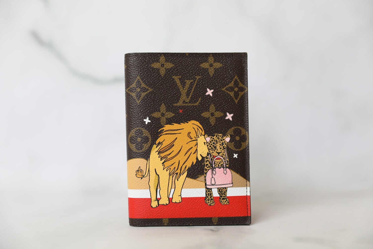 Louis Vuitton Passport Cover, Monogram with Animals, Preowned in Box WA001