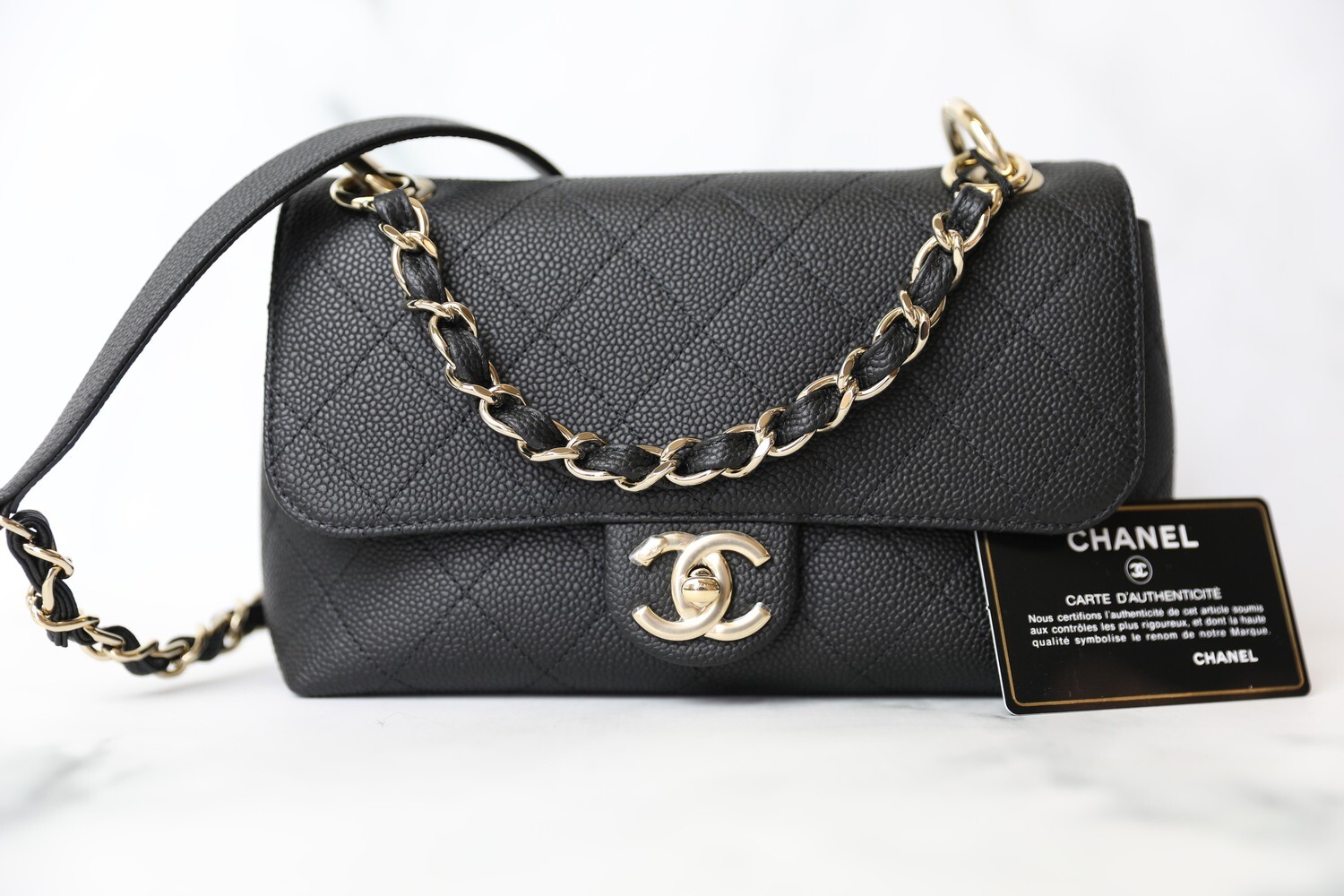 Chanel Seasonal Flap with Top Handle, Black Caviar with Gold Hardware, New in Box WA001