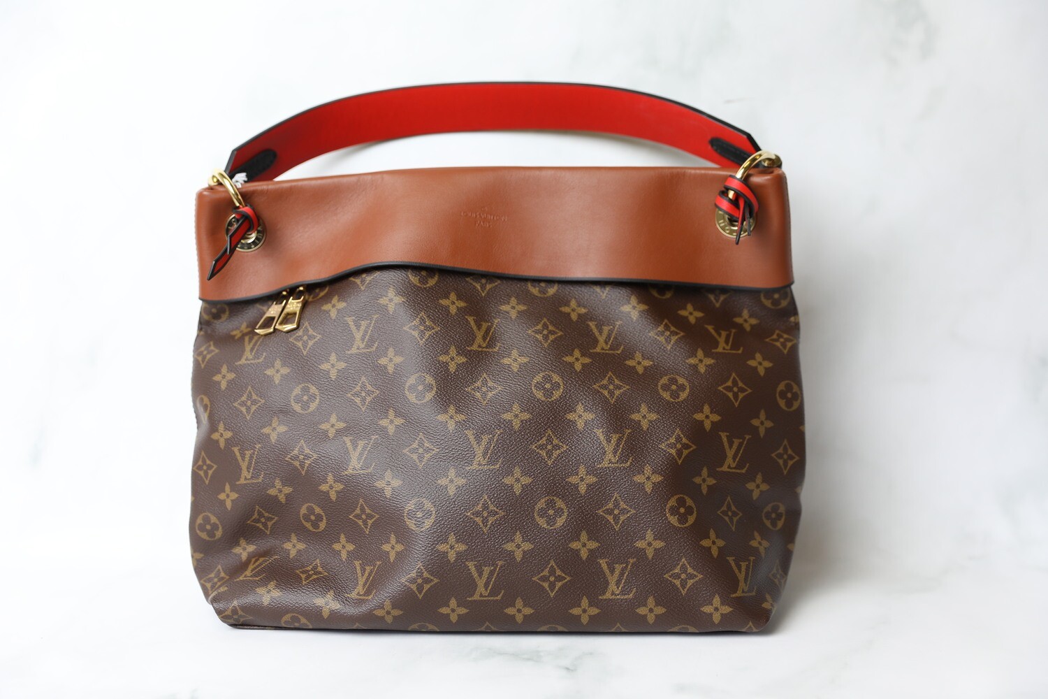 Louis Vuitton Tuileries, Monogram with Tan, Preowned in Dustbag WA001