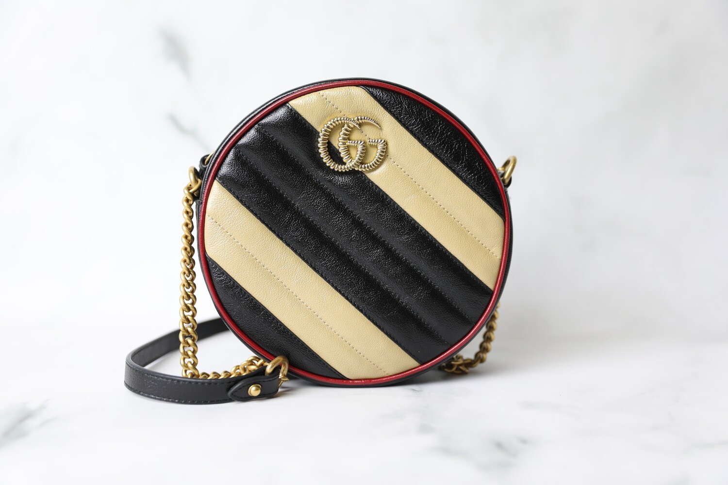 Gucci Round Crossbody, Beige and Black, New in Dustbag WA001