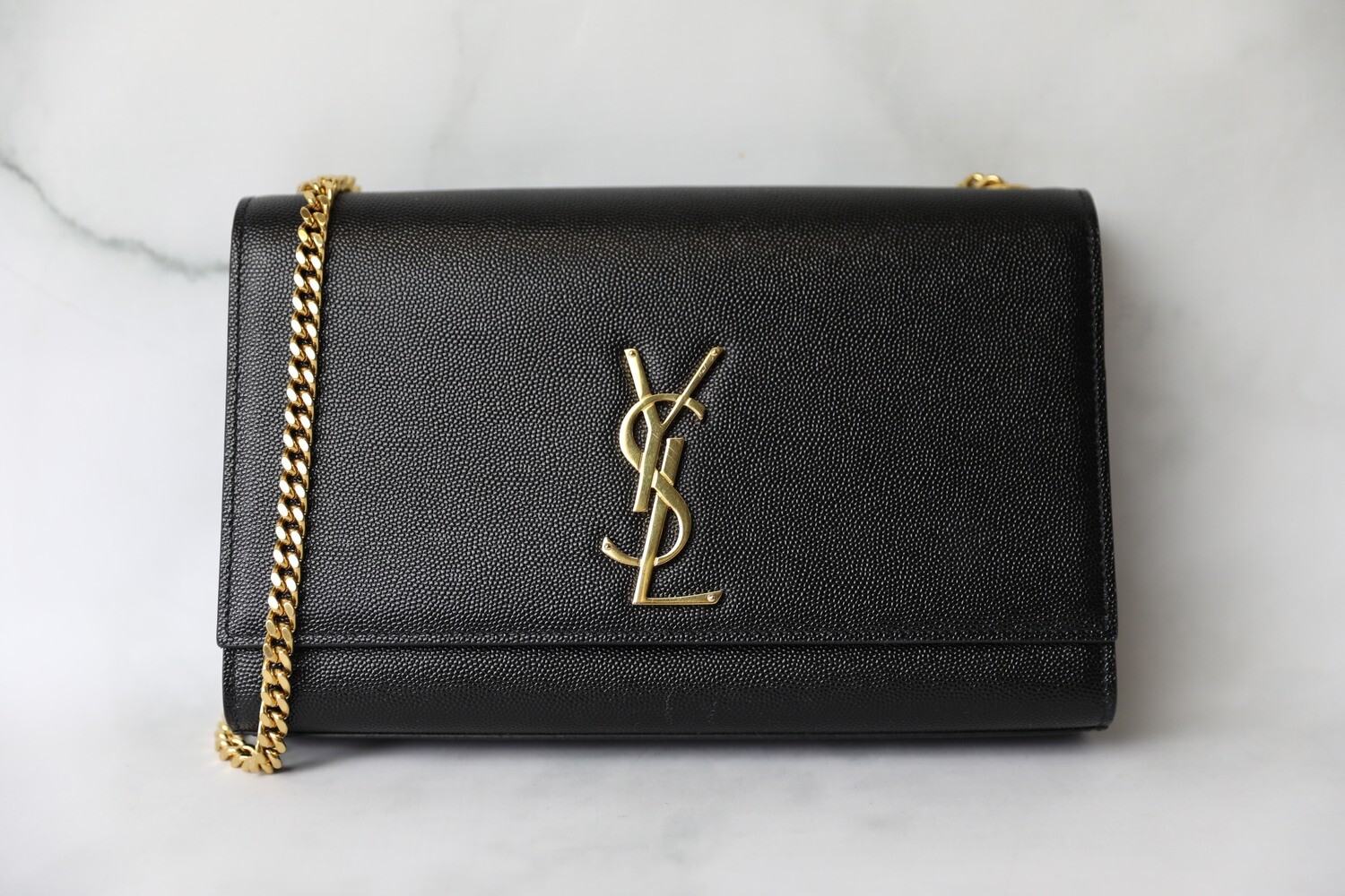 Saint Laurent Kate Medium, Black with Gold Hardware, Preowned in Dustbag WA001