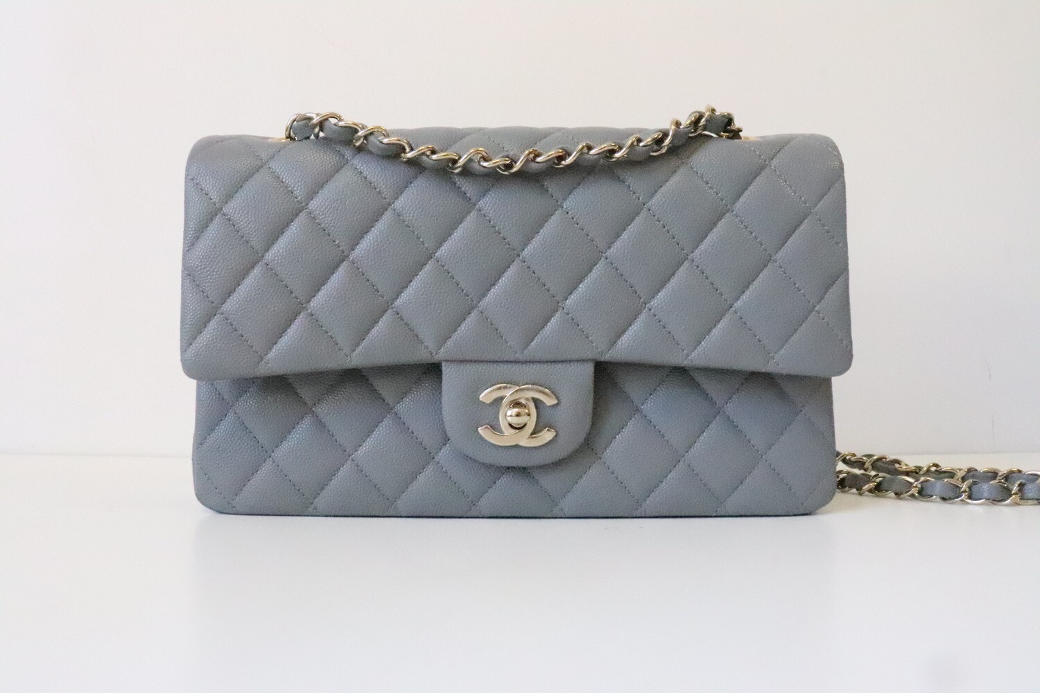 Chanel Classic Medium Double Flap, 20C Grey Caviar Leather, Light Gold  Hardware, As New in Box - Julia Rose Boston