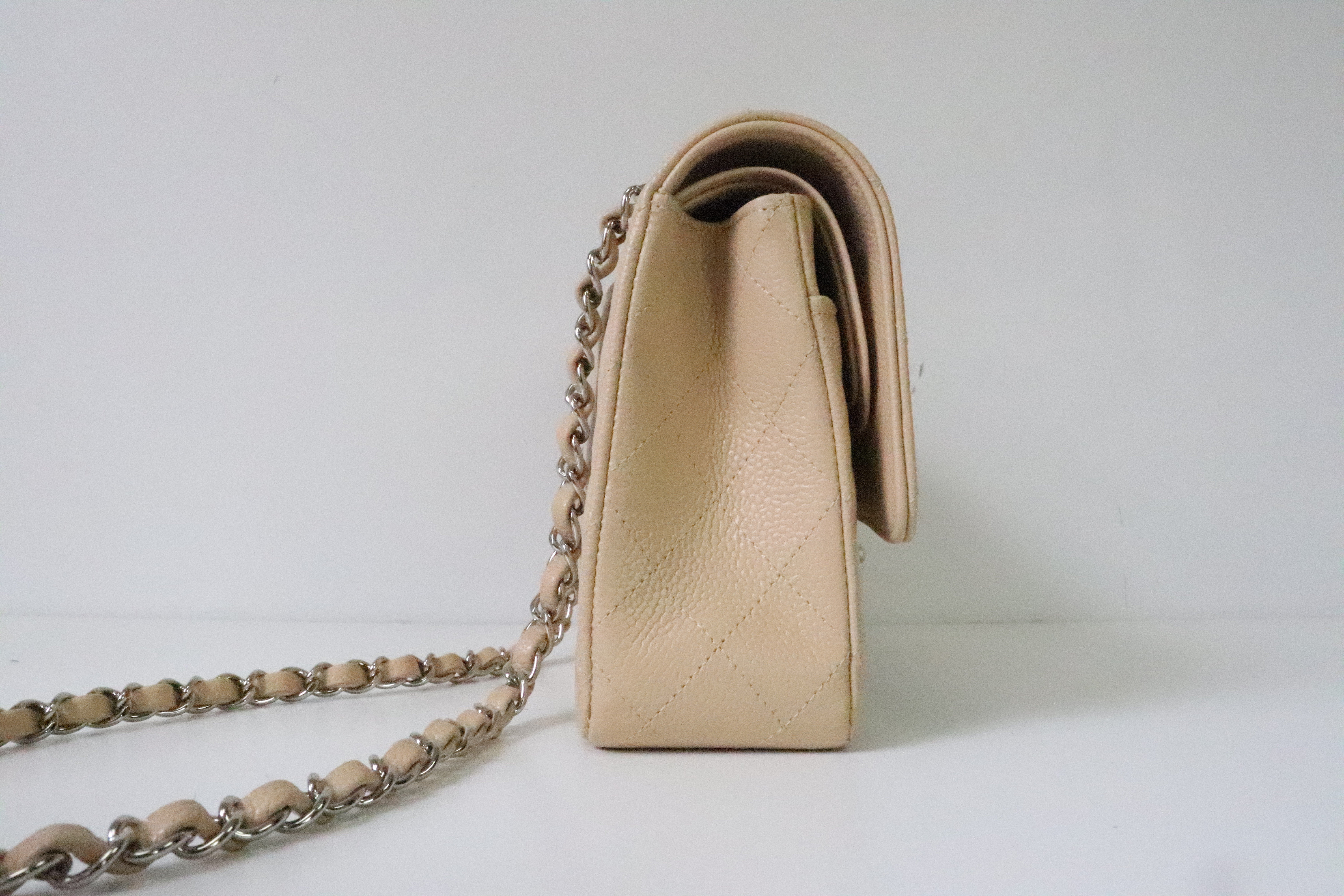 Chanel Classic Medium Double Flap, Beige Claire Caviar Leather