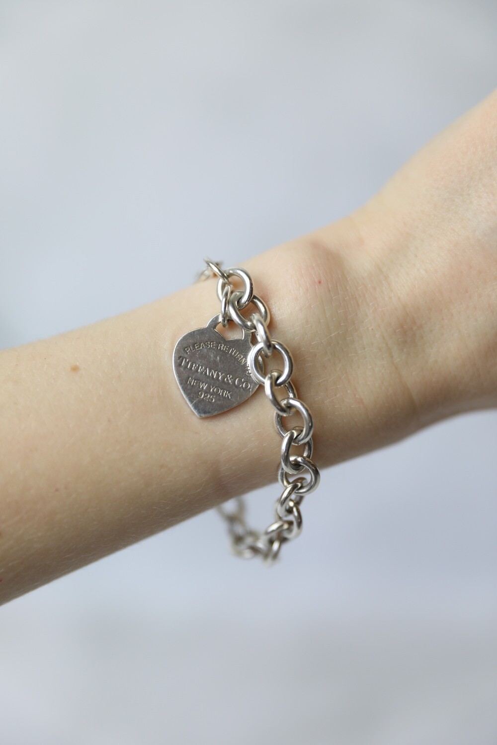 Tiffany &amp; Co Heart Bracelet, 925 Sterling Silver, Preowned in Pouch WA001