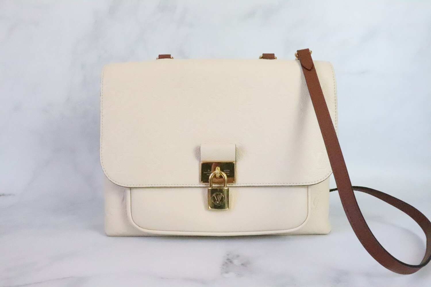 Louis Vuitton Marignan White Empreinte Leather, Gold Hardware, Preowned - No Dustbag