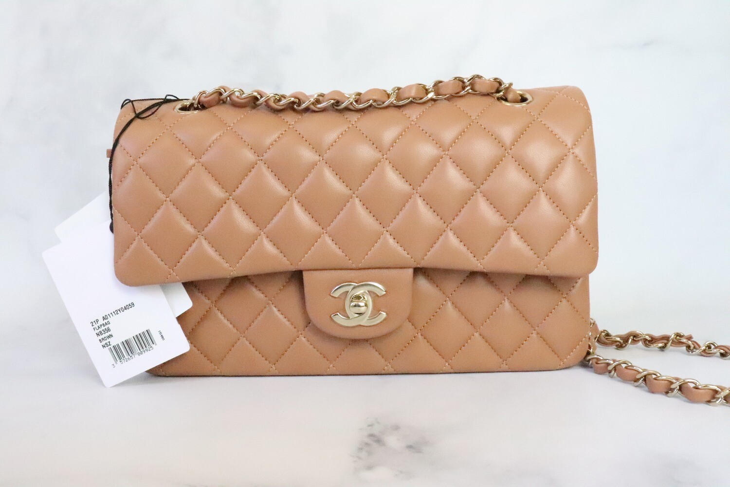 Chanel Classic Medium Double Flap 21P Caramel  Lambskin Leather, Gold Hardware, New in Box