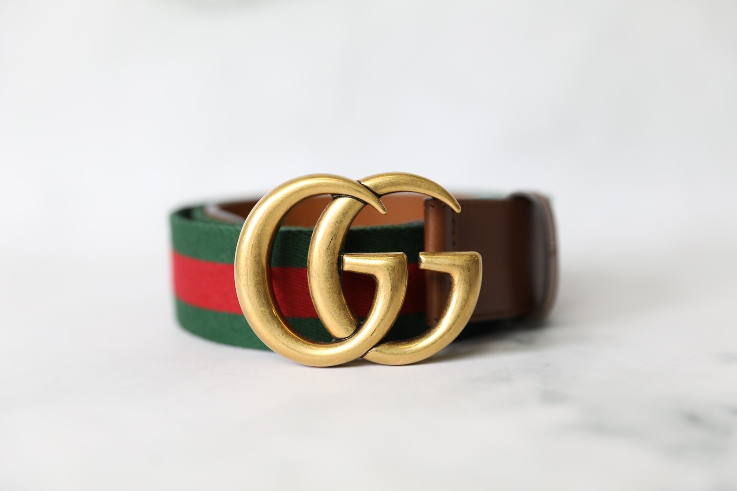Gucci Marmont Belt, Stripe with Brown Trim, Size 90, New in Box WA001