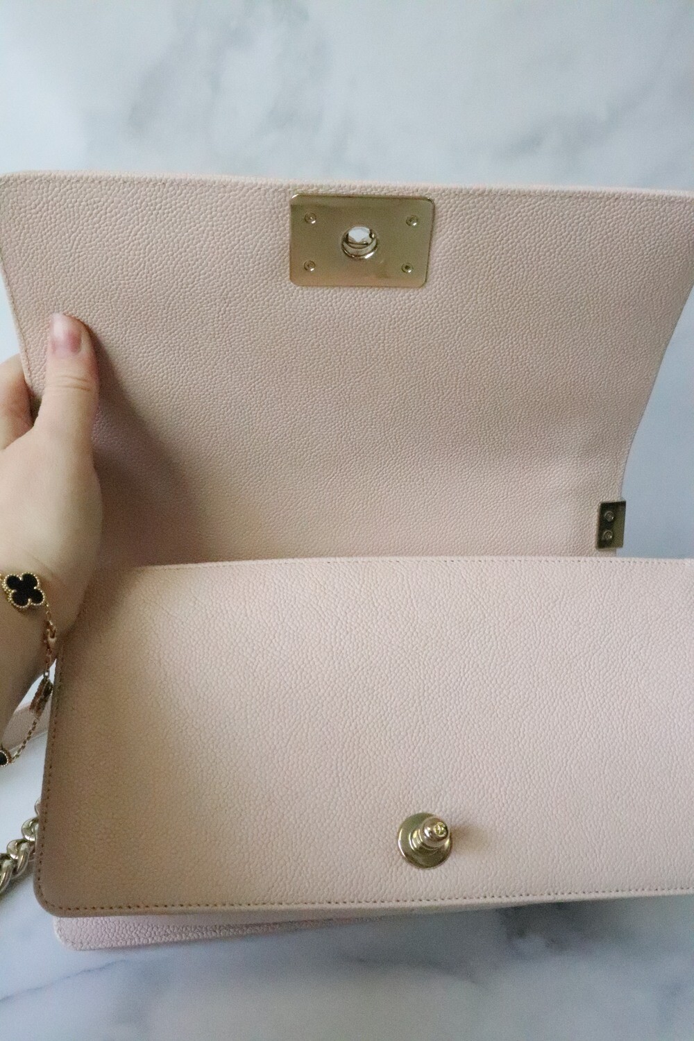 Chanel Vintage Nude Caviar Leather Wallet on Chain WOC For Sale at