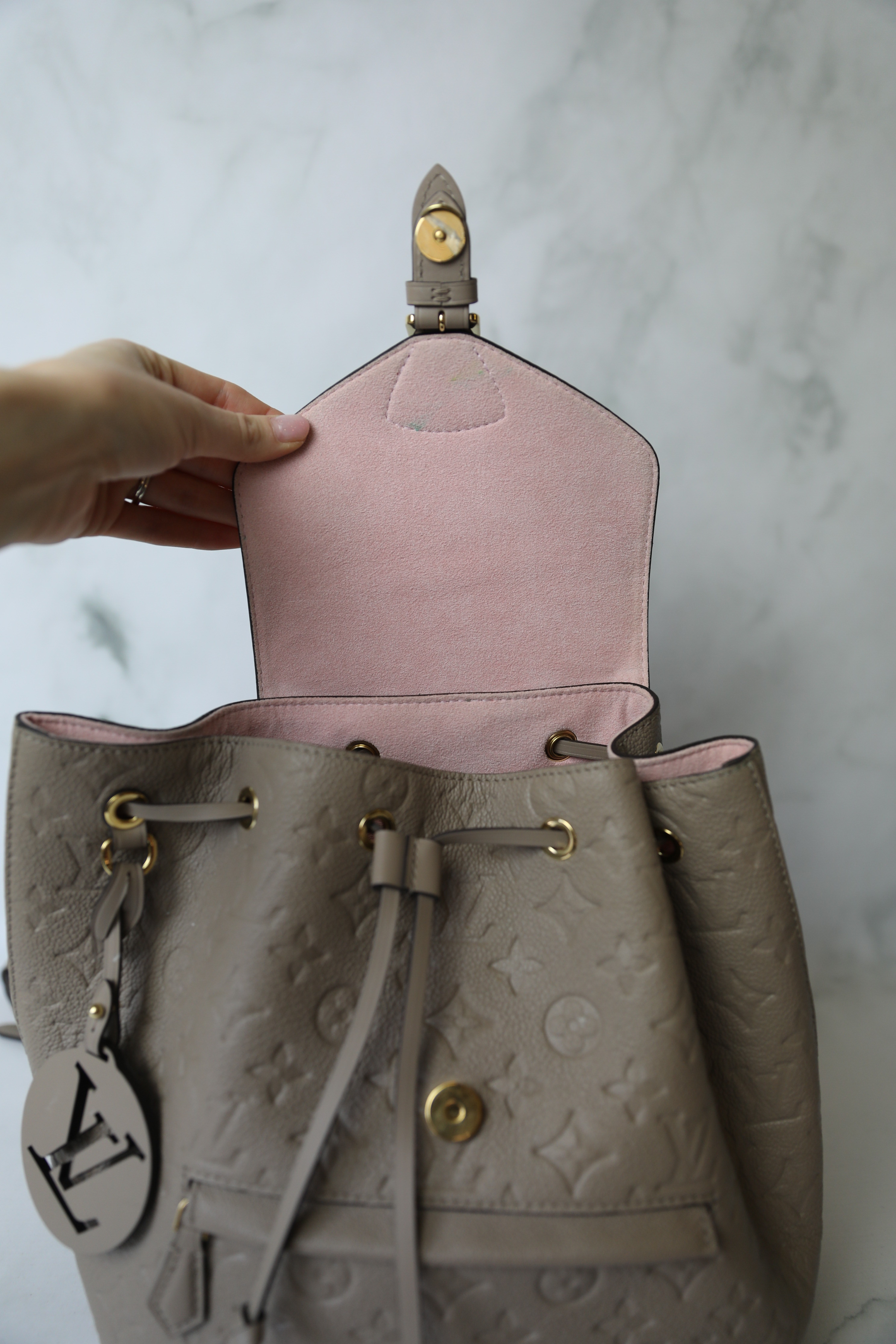 Louis Vuitton Montsouris Backpack PM, Turtle Dove Empreinte Leather,  Preowned in Dustbag WA001 - Julia Rose Boston