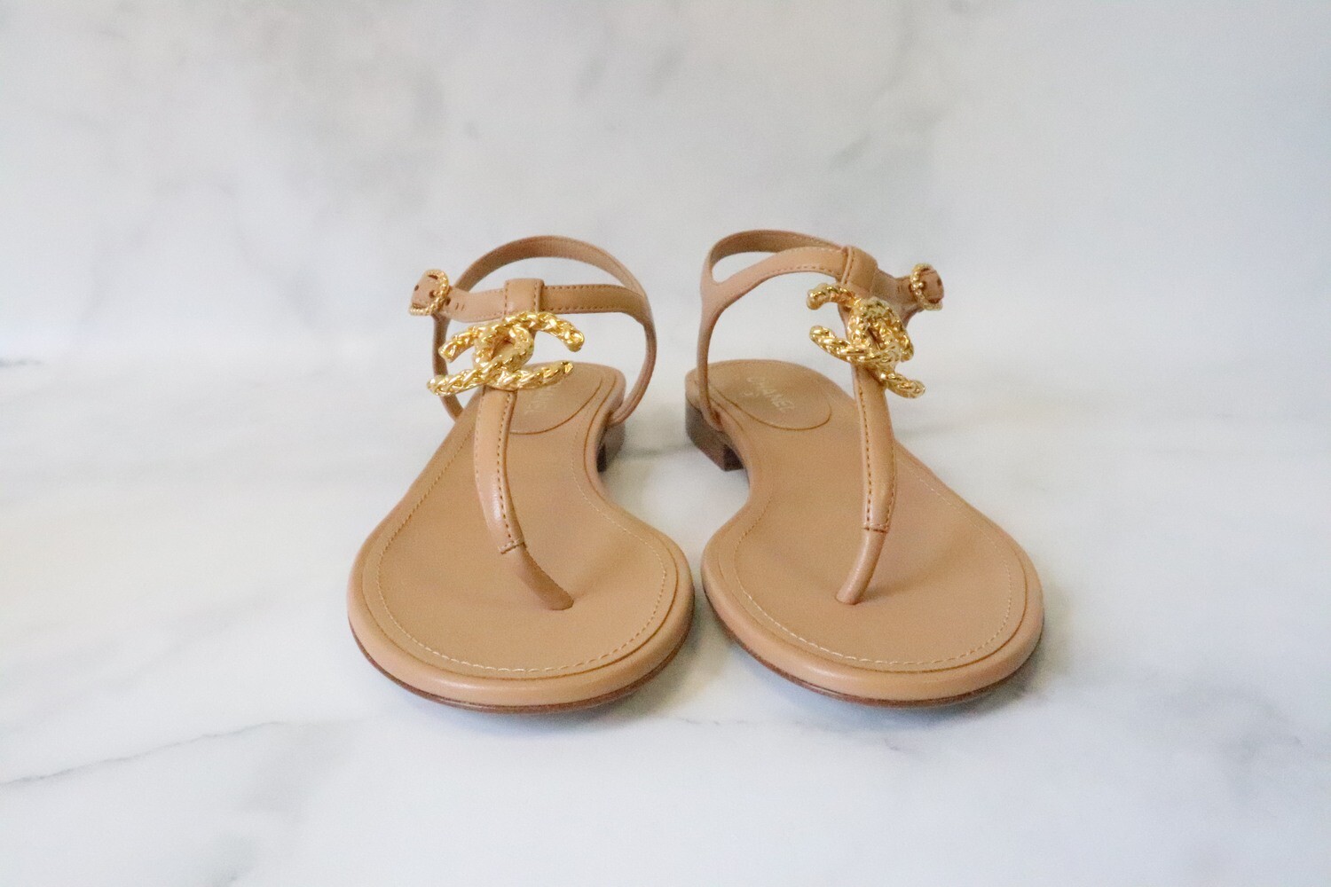 Chanel Shoes Thong 20C Light Brown, New in Box