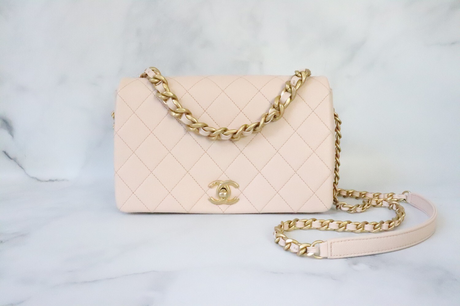 Chanel Fashion Therapy Medium Bag Beige Caviar Leather, Antique Gold Hardware, New in Box