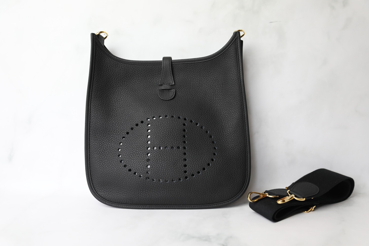 Hermes Evelyne III PM, Black Clemence with Gold Hardware, New in Box WA001